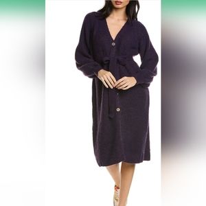 !HOLIDAY SALE!!Anna Kay,New!eggplant with blue threads,wool blend,long sweater.